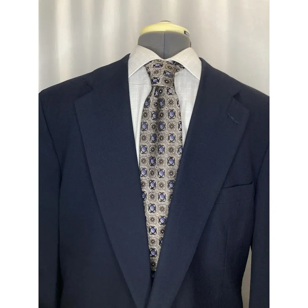 Lands End Mens 42R Blazer Navy Blue Wool 2 Button 45